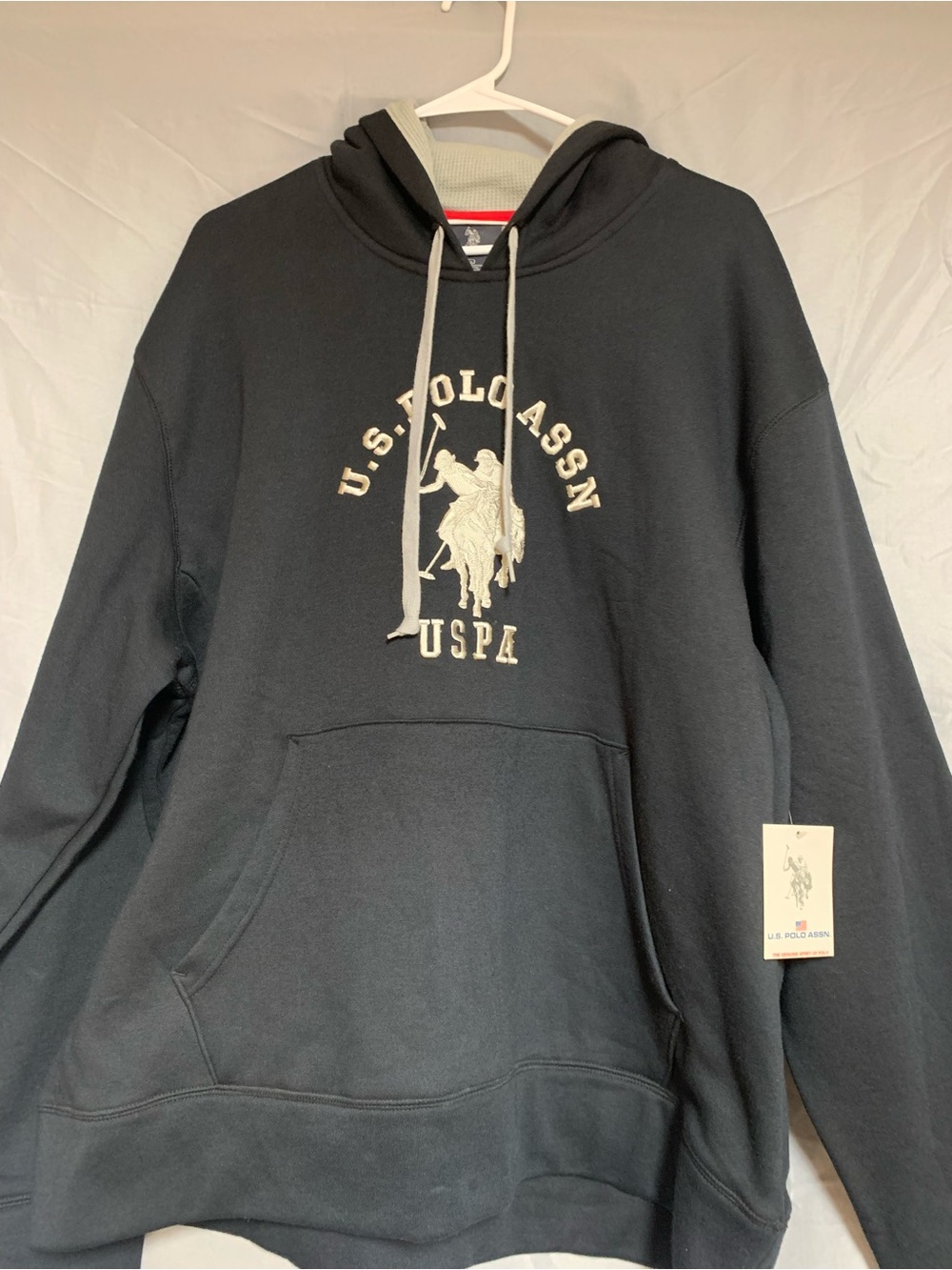 U.S. Polo Assn. Black Hoodie with Cream Logo